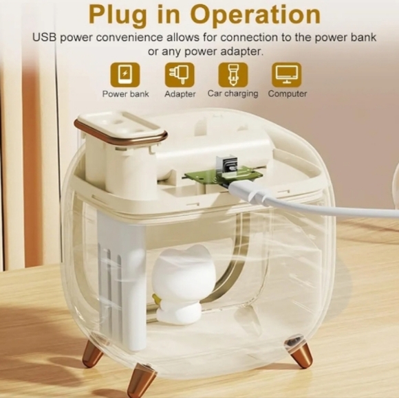 Beige Like New Humidifier Night Light with Cute Figurine - Picture 4 of 10